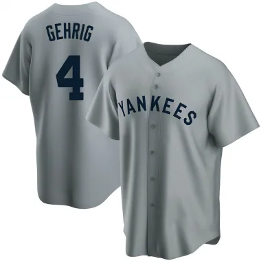 Lou Gehrig Men's Replica New York Yankees Gray Road Cooperstown Collection Jersey