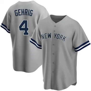 Lou Gehrig Men's Replica New York Yankees Gray Road Name Jersey